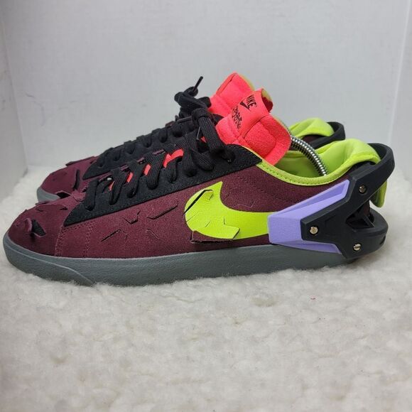 Nike x Acronym Blazer Low Night Maroon Men's Size 10 Dunk SB Yellow Black Red - Picture 3 of 11